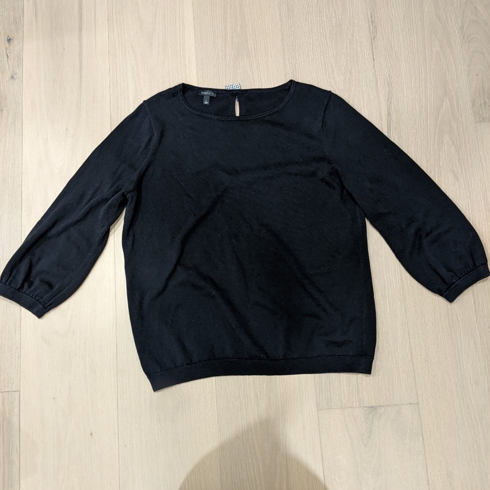 Talbots lightweight sweater with gingham bow detail